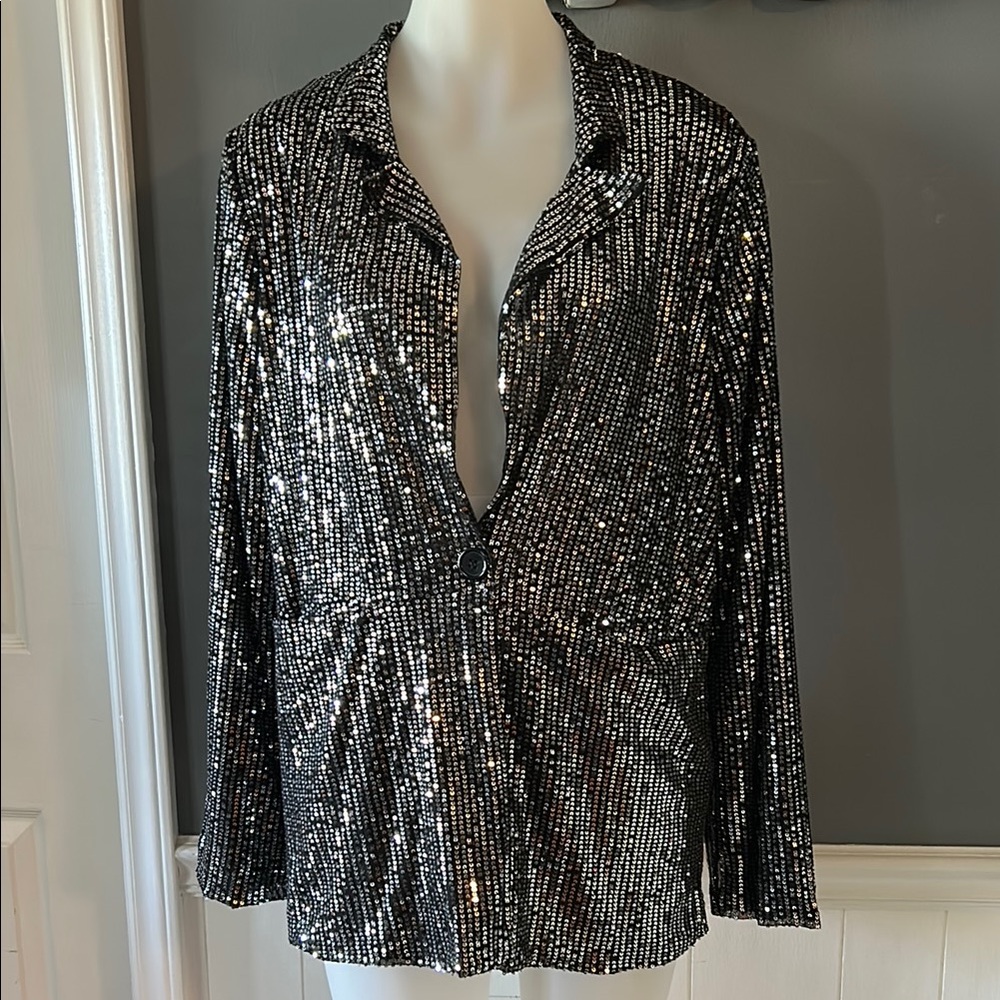 Sequin Black Blazer Top